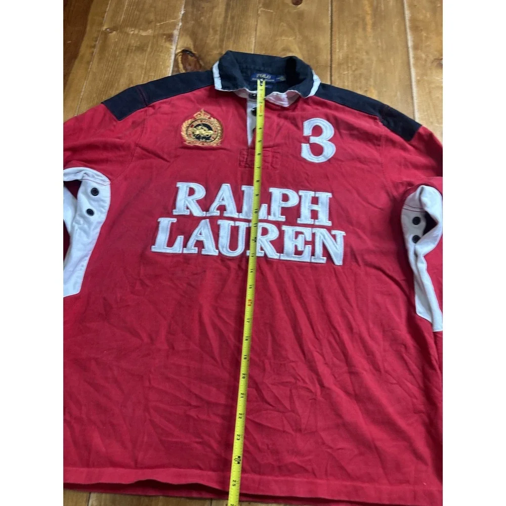 Polo Ralph Lauren Men's Red Black White Custom Fit Rugby Shirt Size L/G #3